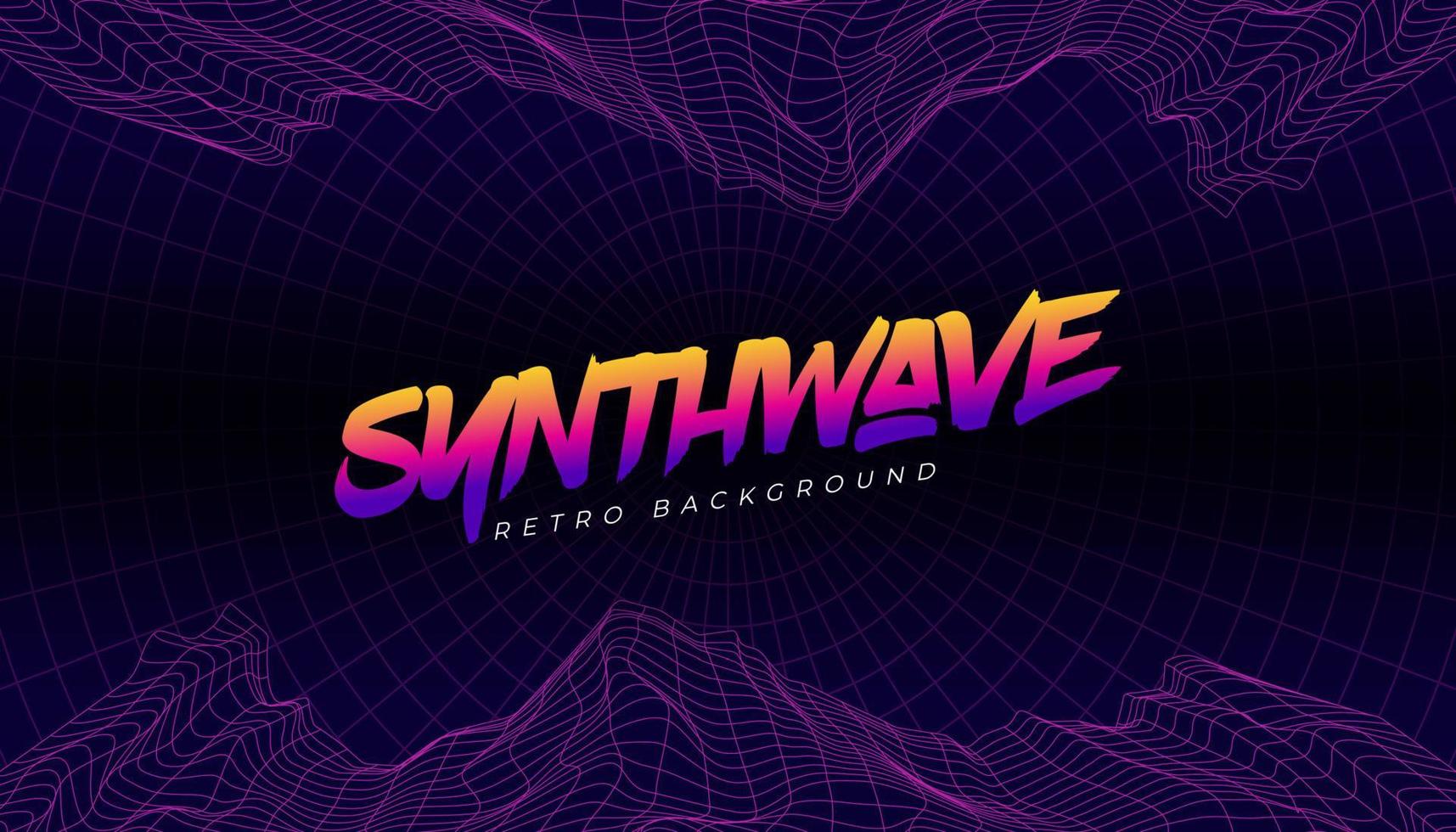 3D-Hintergrund-Bergillustration, inspiriert von der Szene der 80er Jahre. Synthwave, Retrowave-Hintergrund. vektor