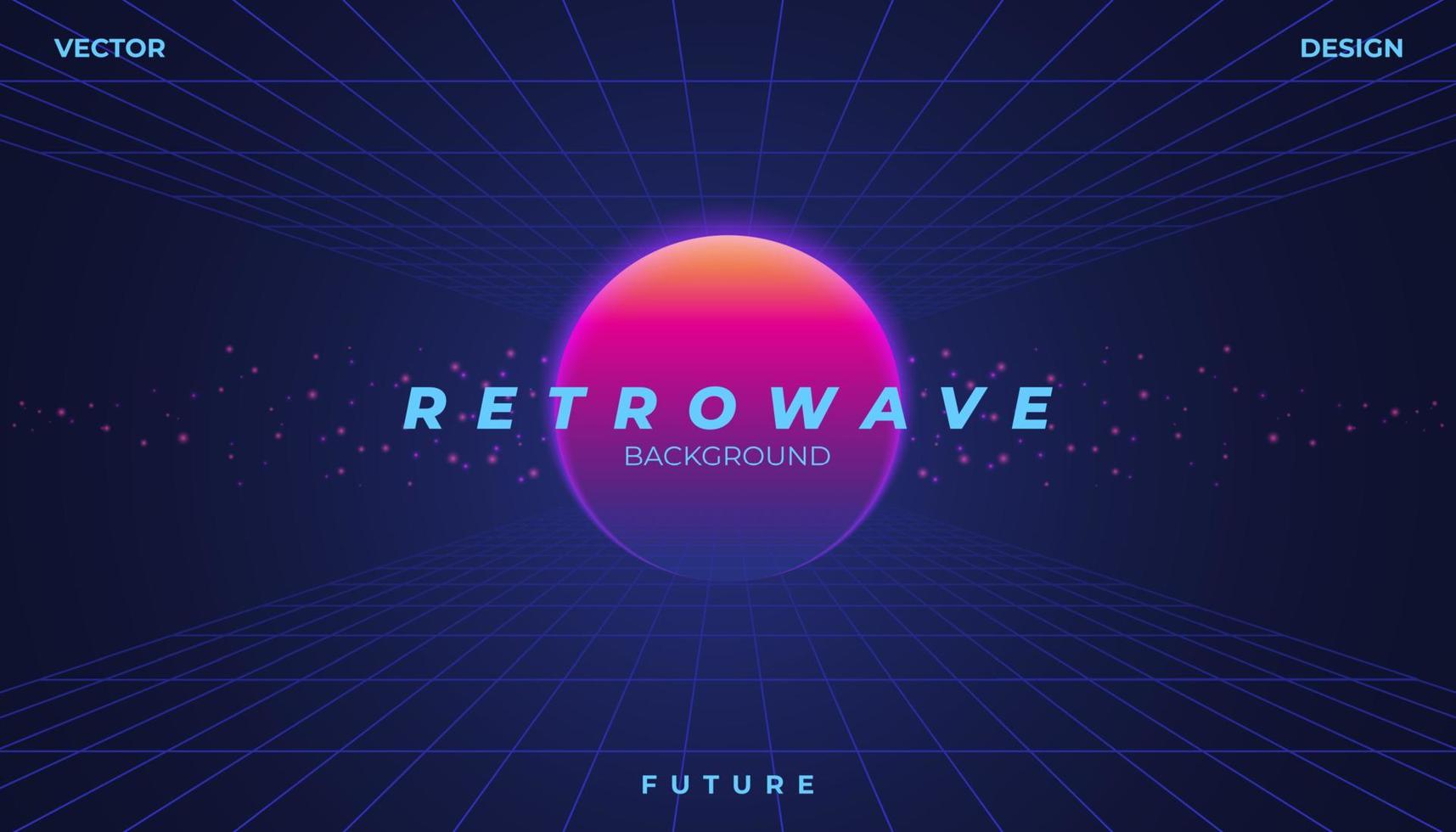 Retro-Hintergrund 80er-Landschaftsraster. Synthwave, Retrowave, Cyber-Neon. vektor