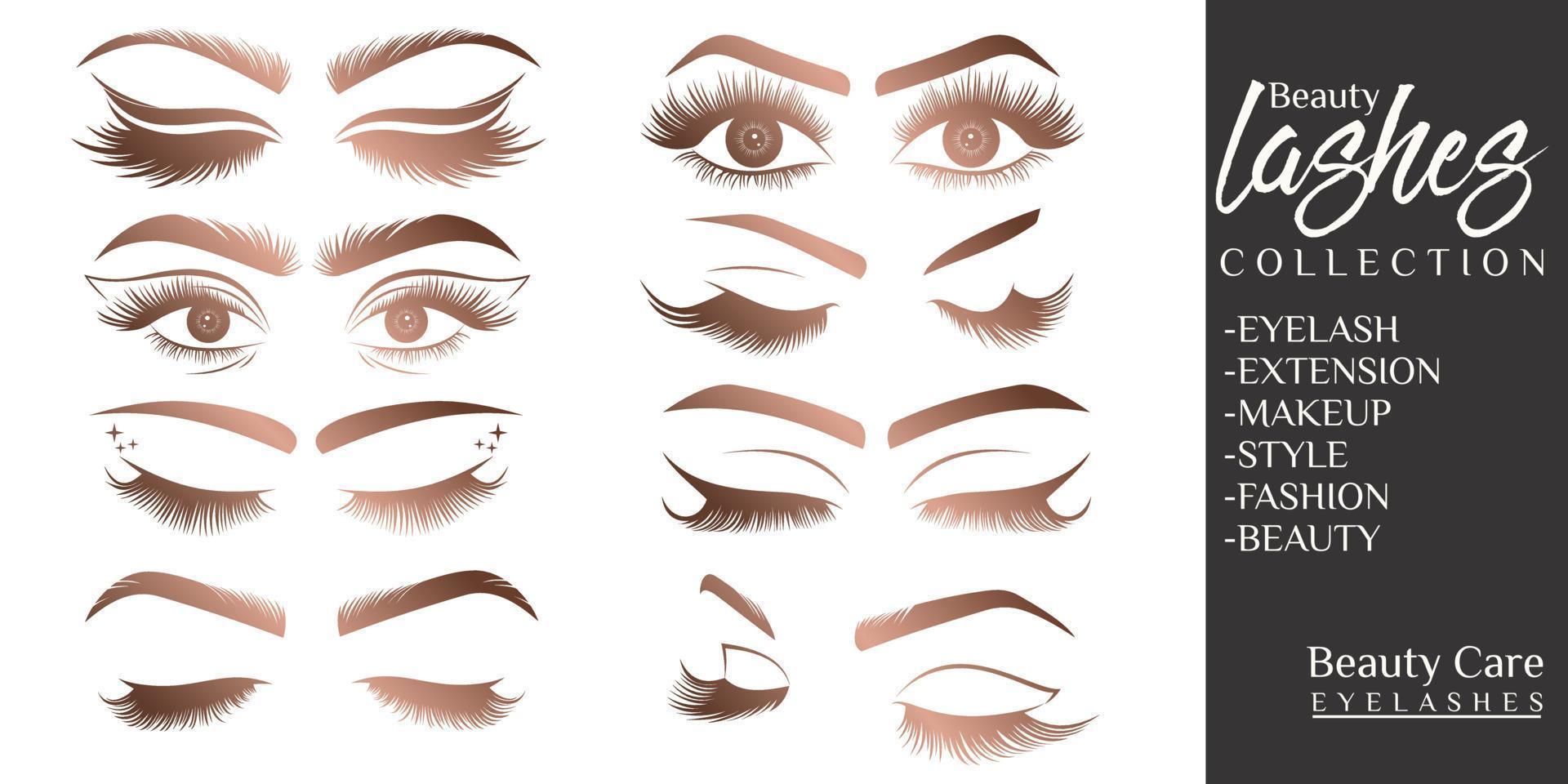 Beauty-Wimpern-Icon-Set-Logo-Design vektor