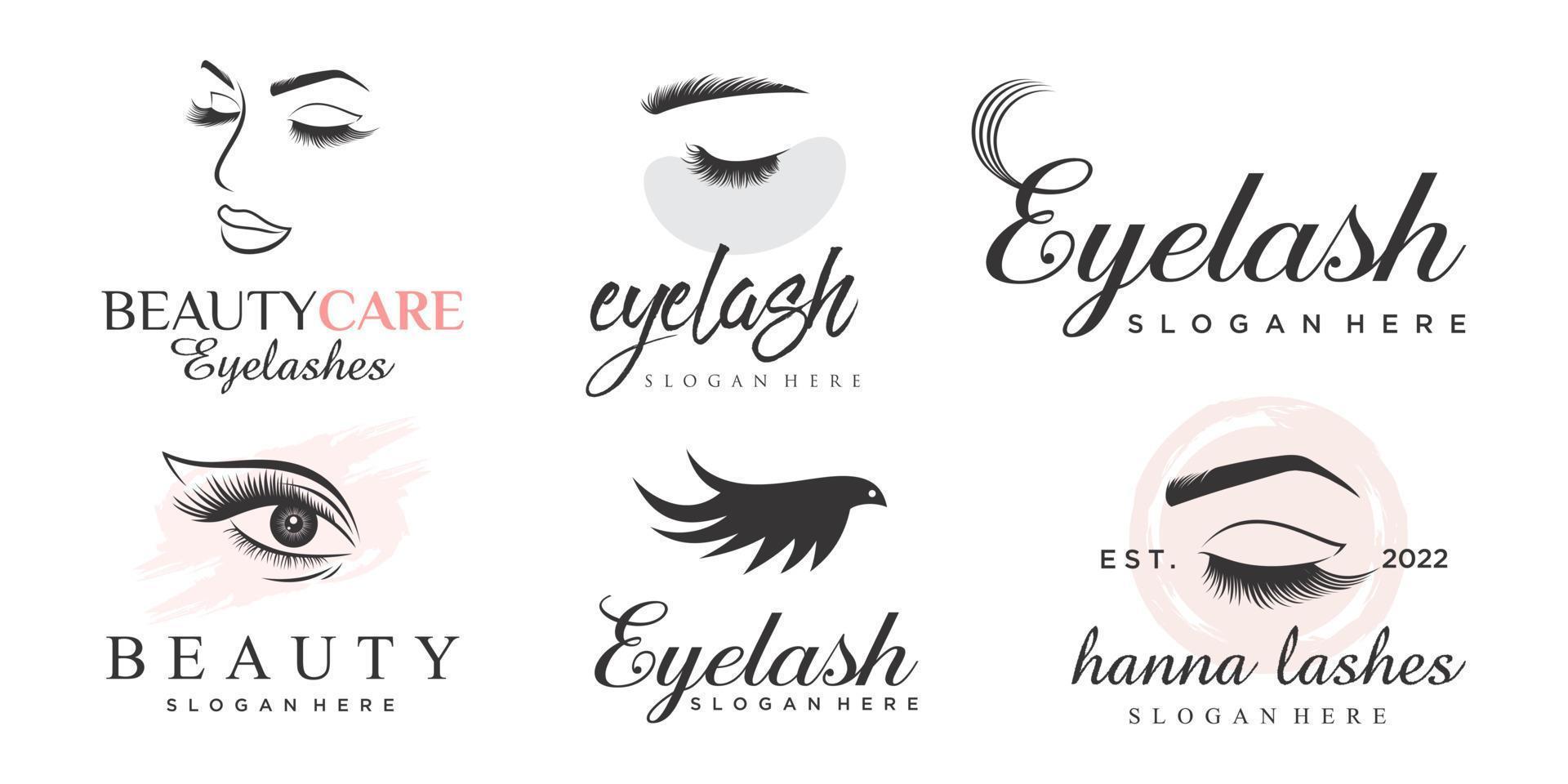 Luxus-Schönheit Wimpern Verlängerung Symbolsatz Logo-Design vektor