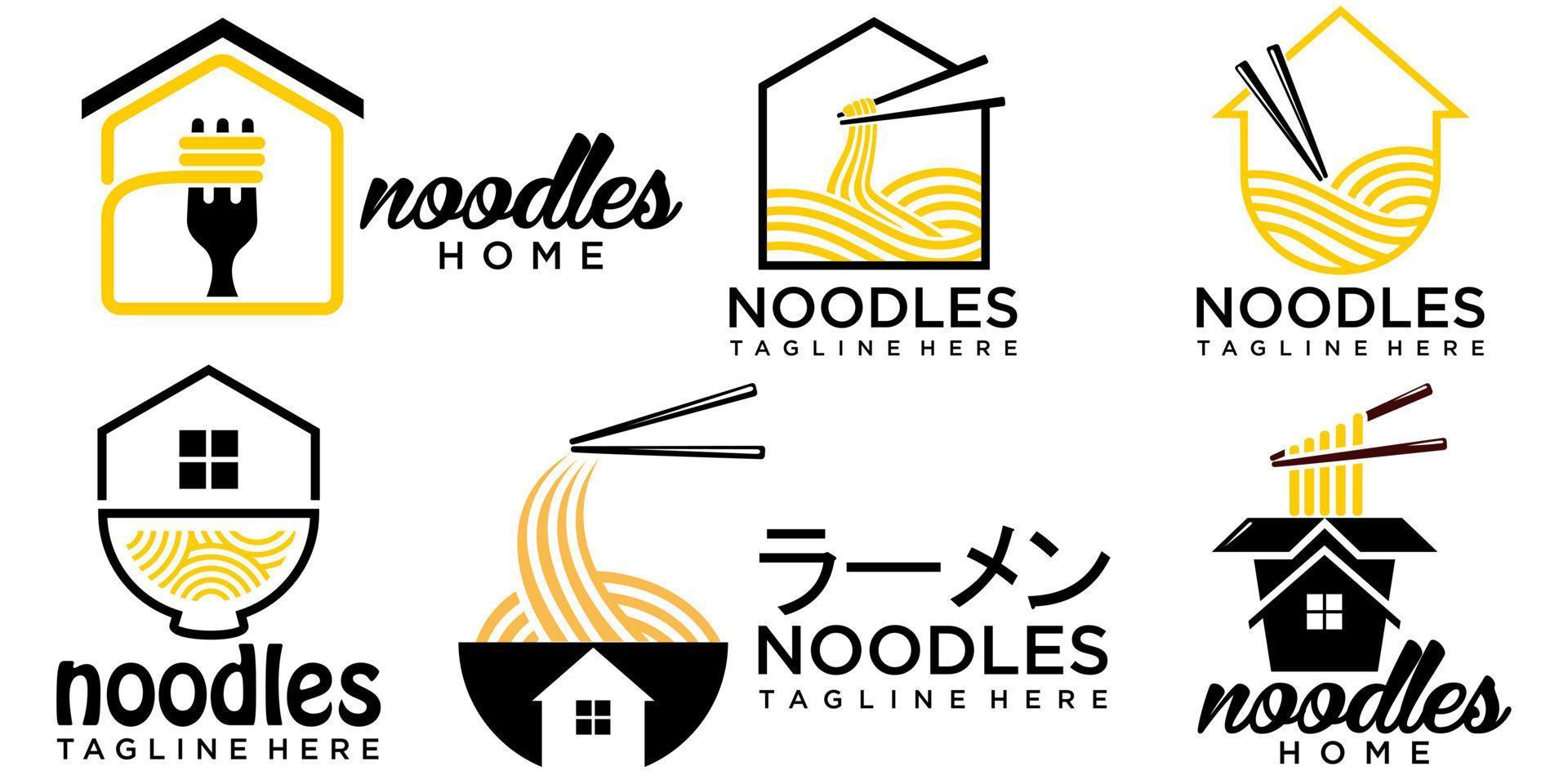 Nudel Haus Essen Icon Set Logo Vektor Symbol Illustration Design