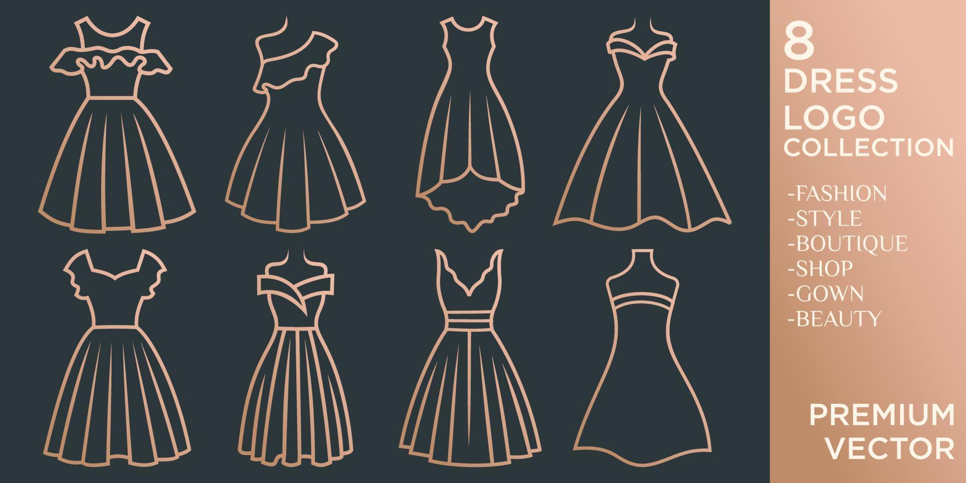 klänning boutique eller mode klänning, vektor ikon set mall, del iv