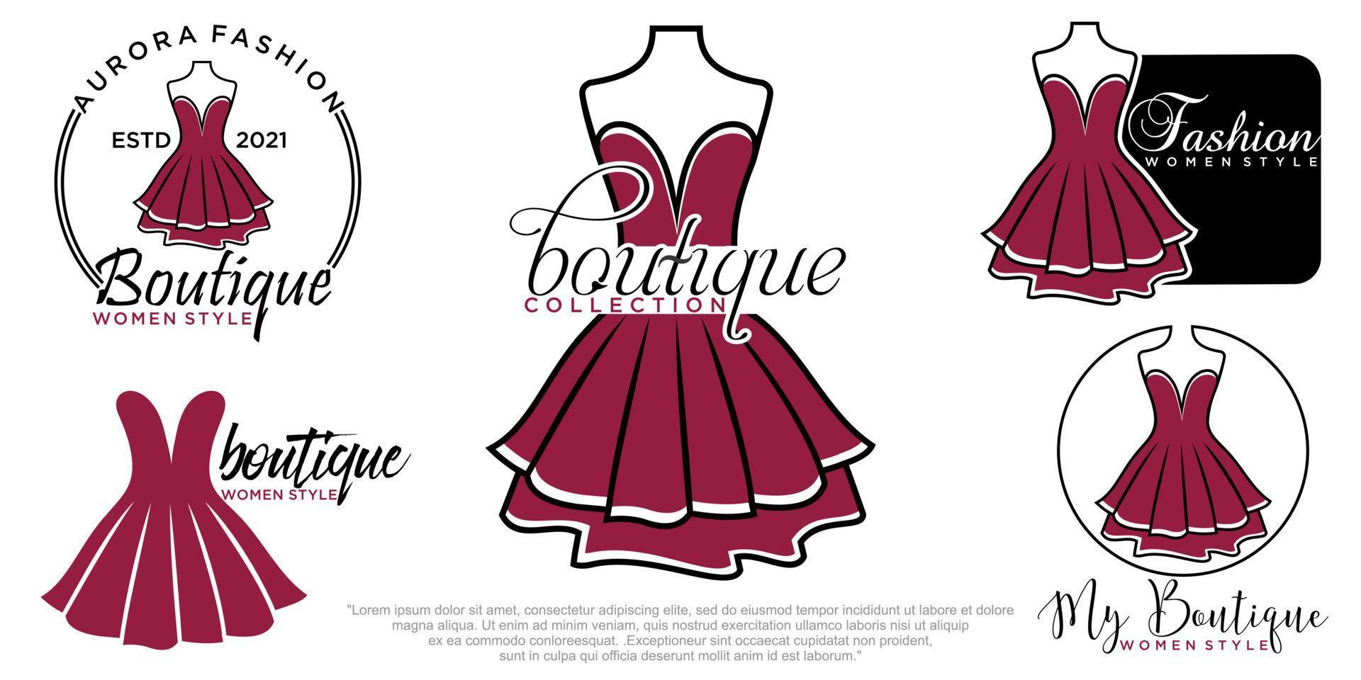 schönes Kleid Frau Logo einfach kreativ für Boutique-Logo-Vektor vektor