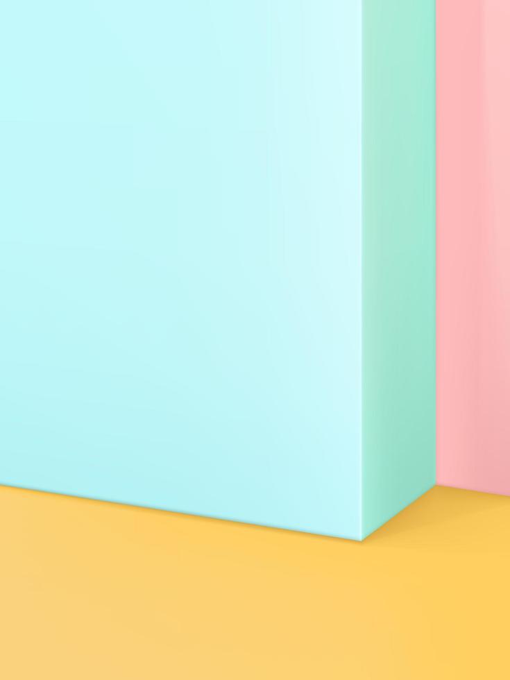 Vektor-Studioaufnahme-Produktdisplay-Hintergrund mit pastellfarbener Wand oder Ecke für Schönheits- und Gesundheitsprodukte. vektor