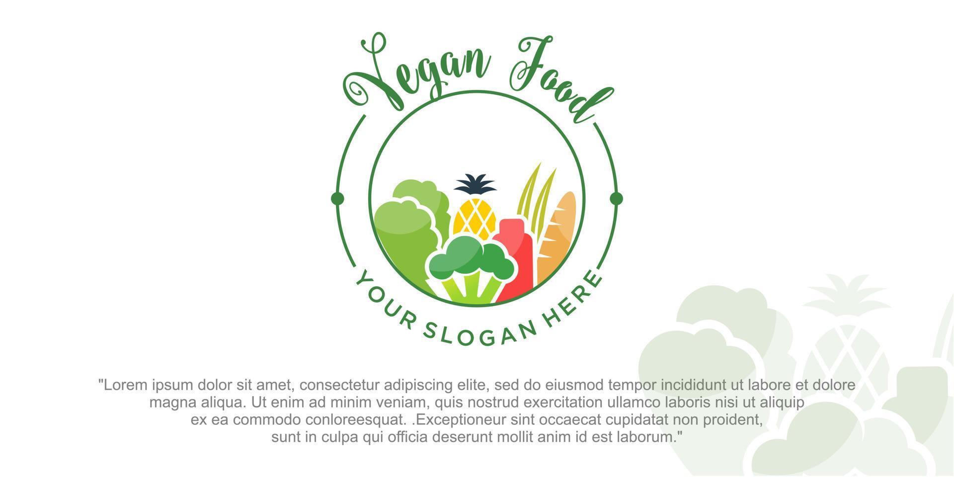 Gemüseladen-Kombination aus veganer und Obst-Logo-Vorlage vektor