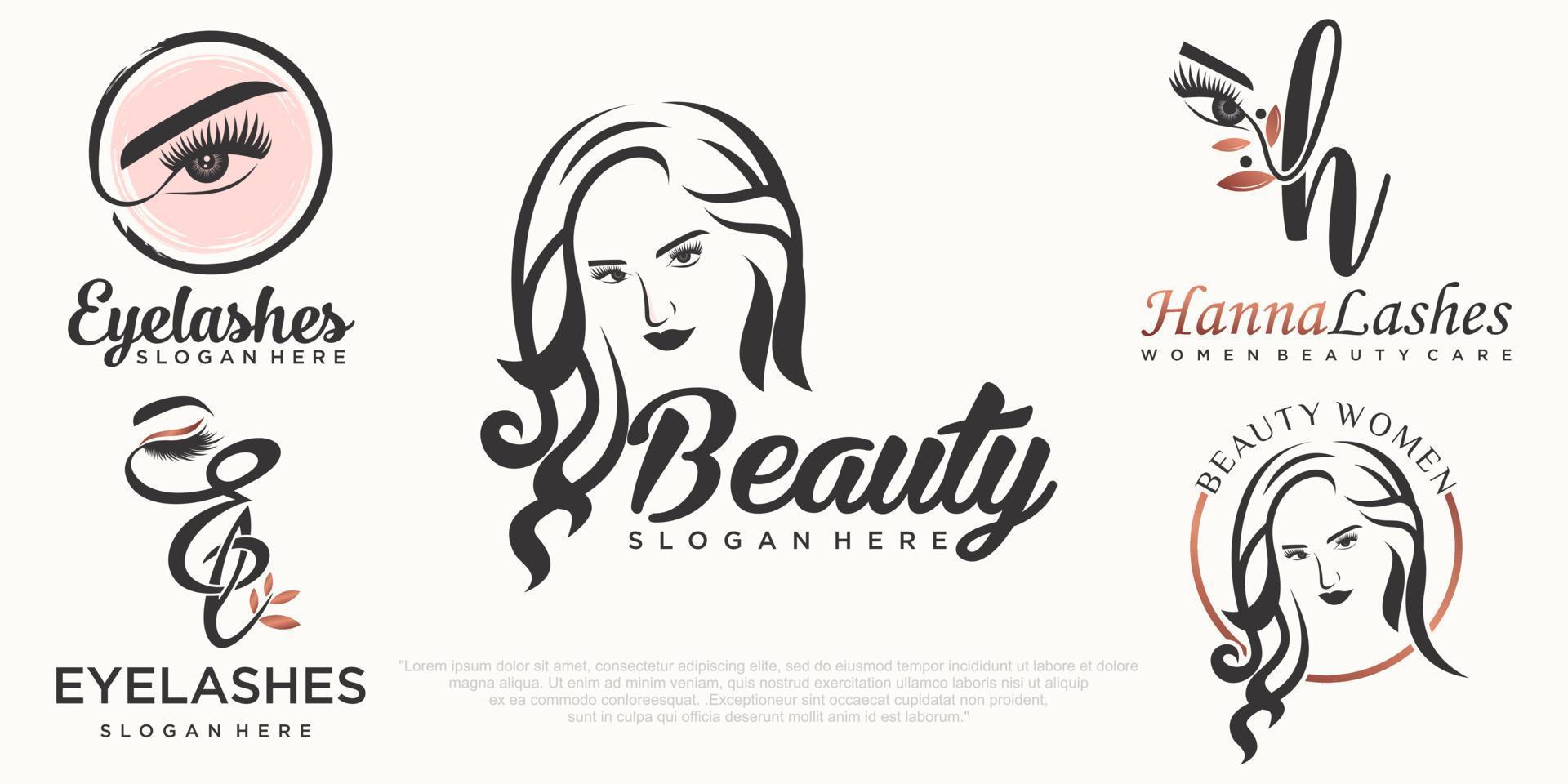 Beauty-Wimpernverlängerung, Beauty-Frauen und Nagel-Icon-Set-Logo-Design vektor
