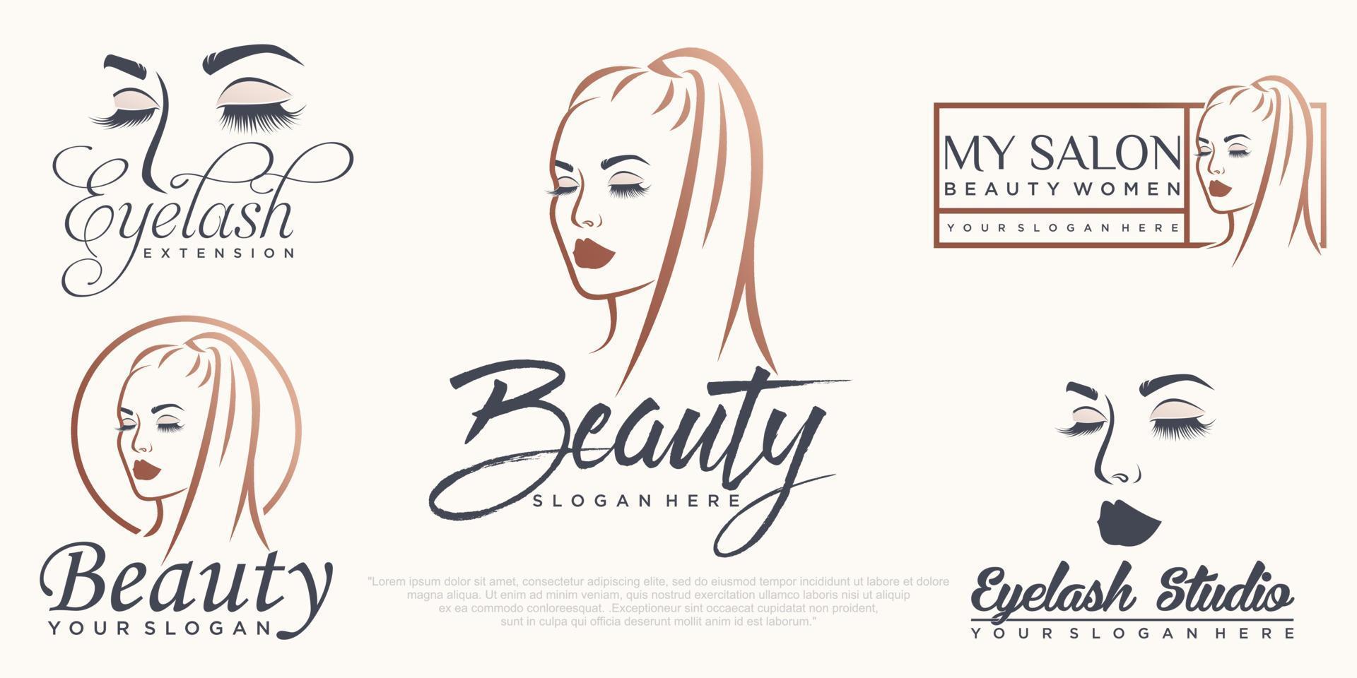 Luxus-Schönheitssalon und Wimpern-Logo-Design vektor