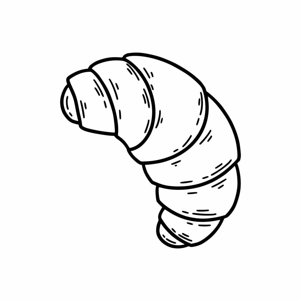 Croissant. süßes Gebäck für Tee. handgezeichnete Skizze. Doodle-Symbol für die Gestaltung des Café-Menüs. vektor