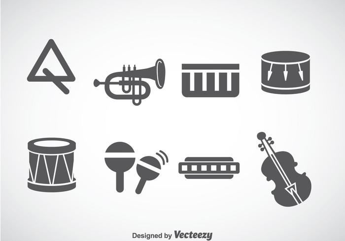 Musikinstrument Grå ikoner Vector