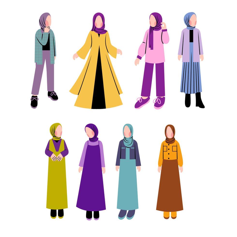uppsättning av muslimsk mode stil karaktär vektor