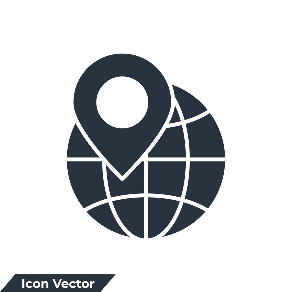 global logistisk ikon logotyp vektorillustration. värld och pin plats symbol mall för grafik och webbdesign samling vektor