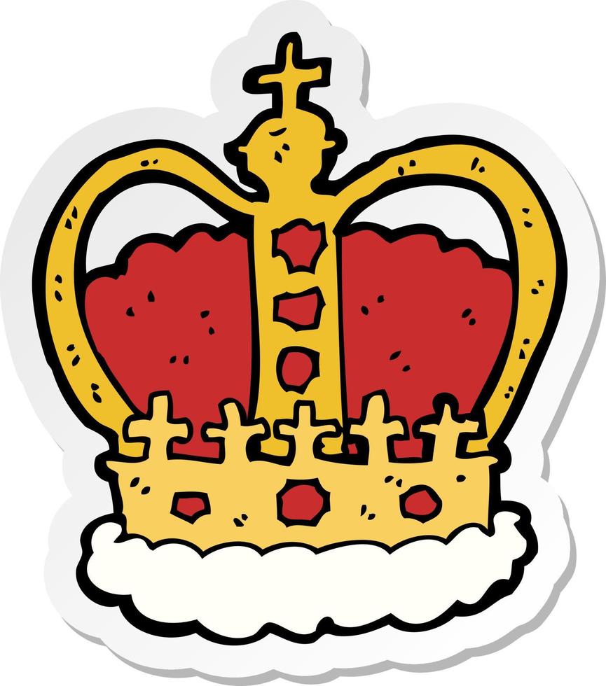klistermärke av en tecknad kunglig krona vektor