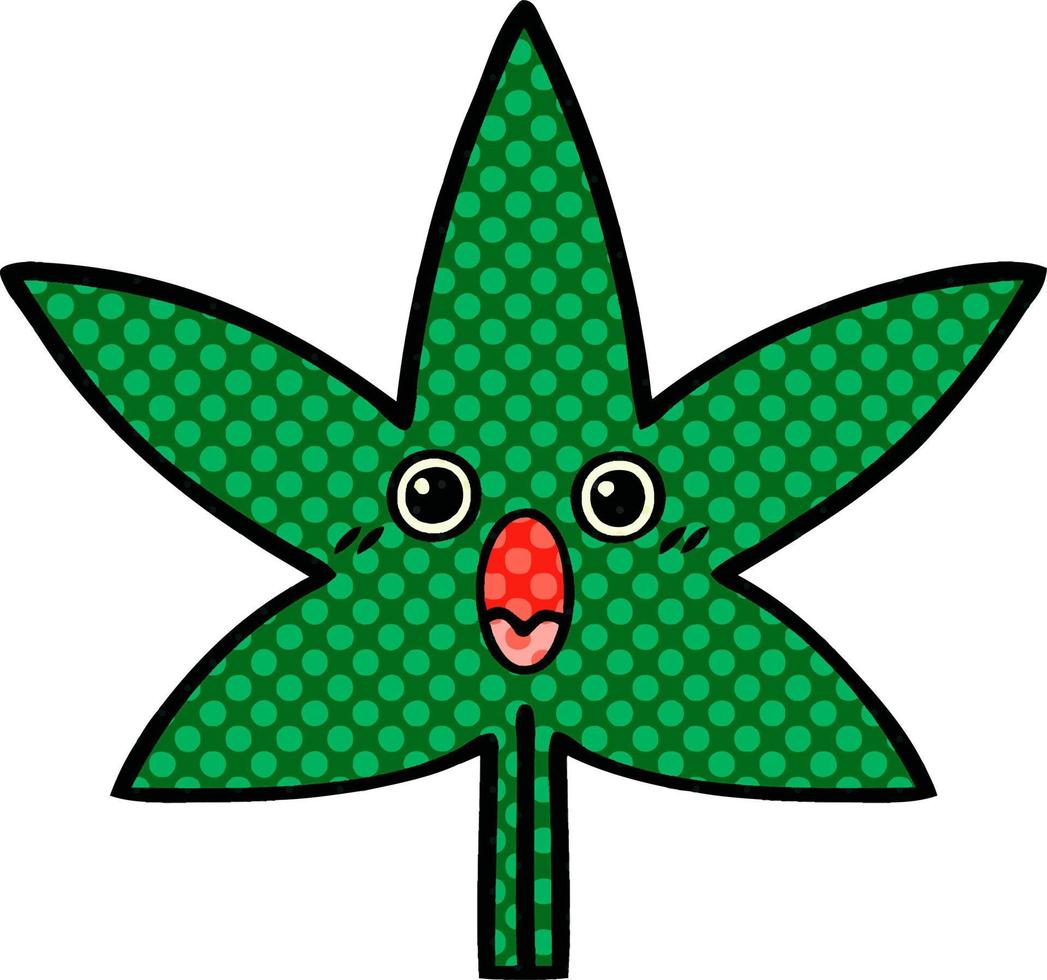 Cartoon-Marihuana-Blatt im Comic-Stil vektor