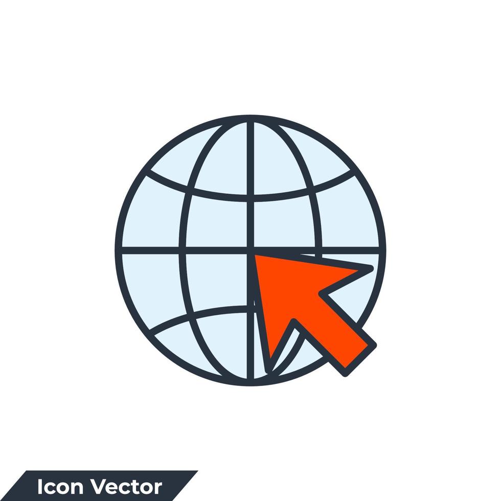 internet ikon logotyp vektorillustration. klicka för att gå till webbplatssymbolmall för grafik- och webbdesignsamling vektor