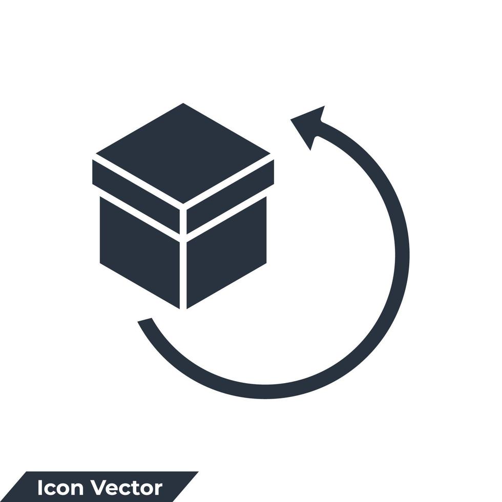 Symbol-Logo-Vektor-Illustration zurückgeben. Symbolvorlage für Auftragslieferung und Rückwärtslogistik für Grafik- und Webdesign-Sammlung vektor