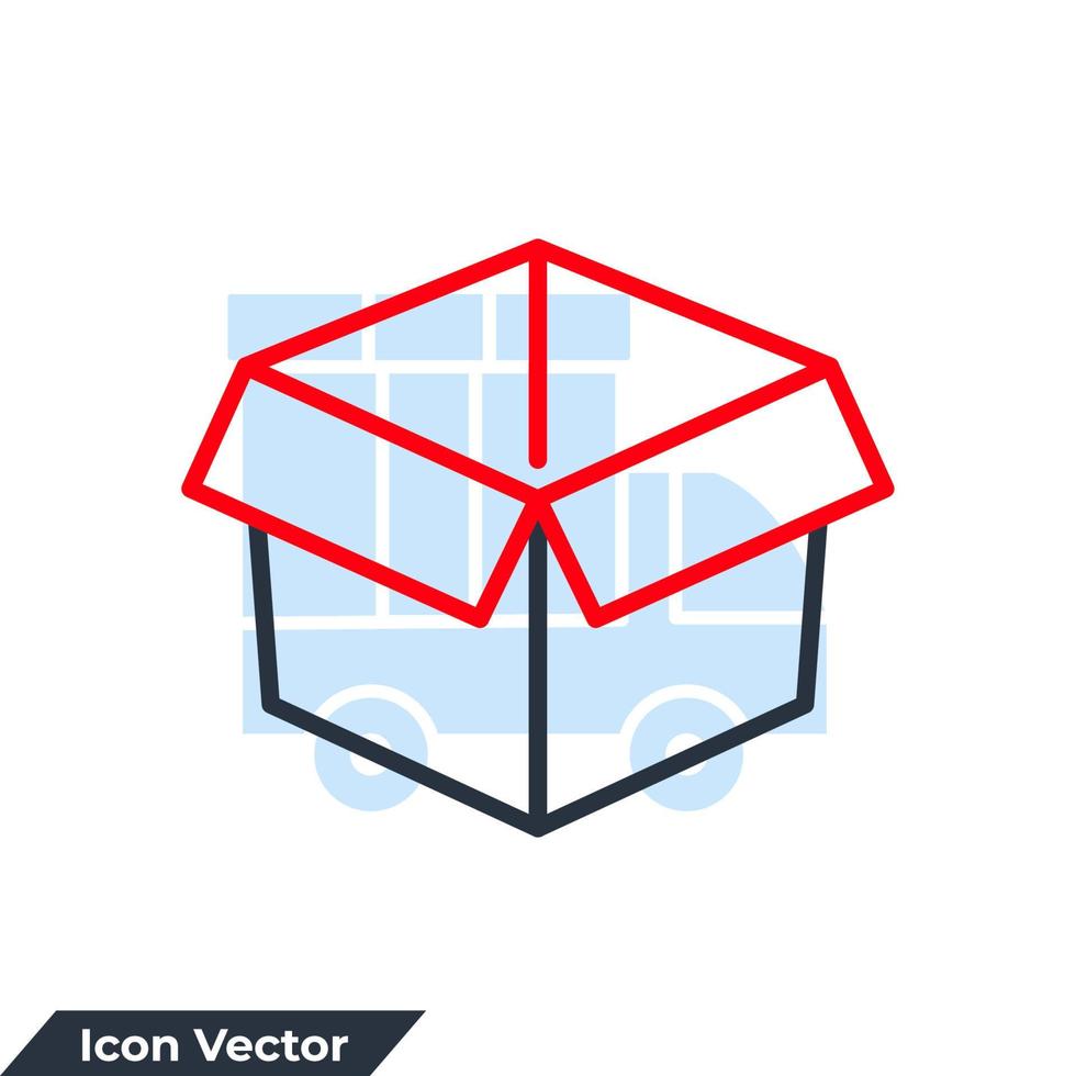 förpackning ikon logotyp vektor illustration. box symbol mall för grafik och webbdesign samling