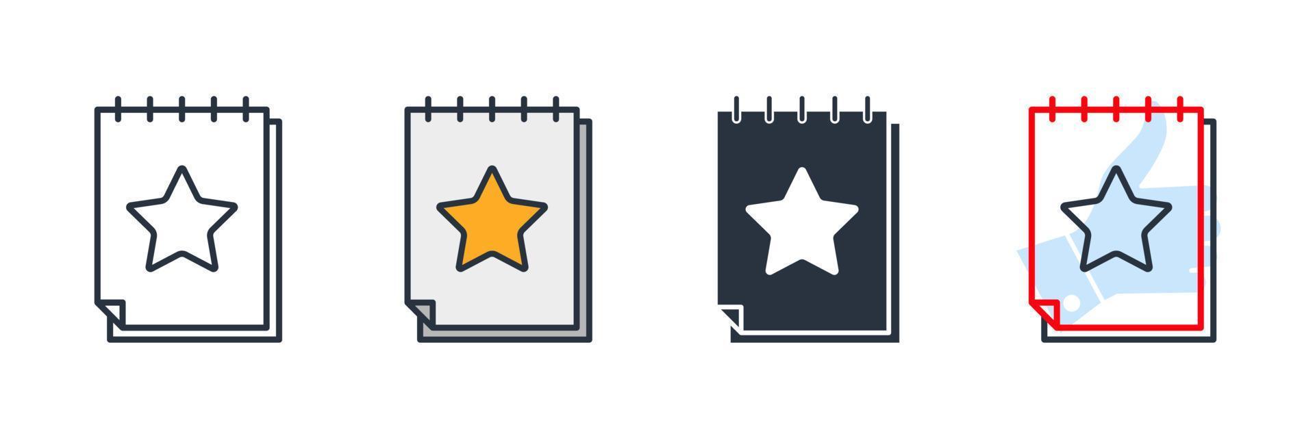 önskelista ikon logotyp vektorillustration. stjärna i anteckningsbok symbol mall för grafik och webbdesign samling vektor