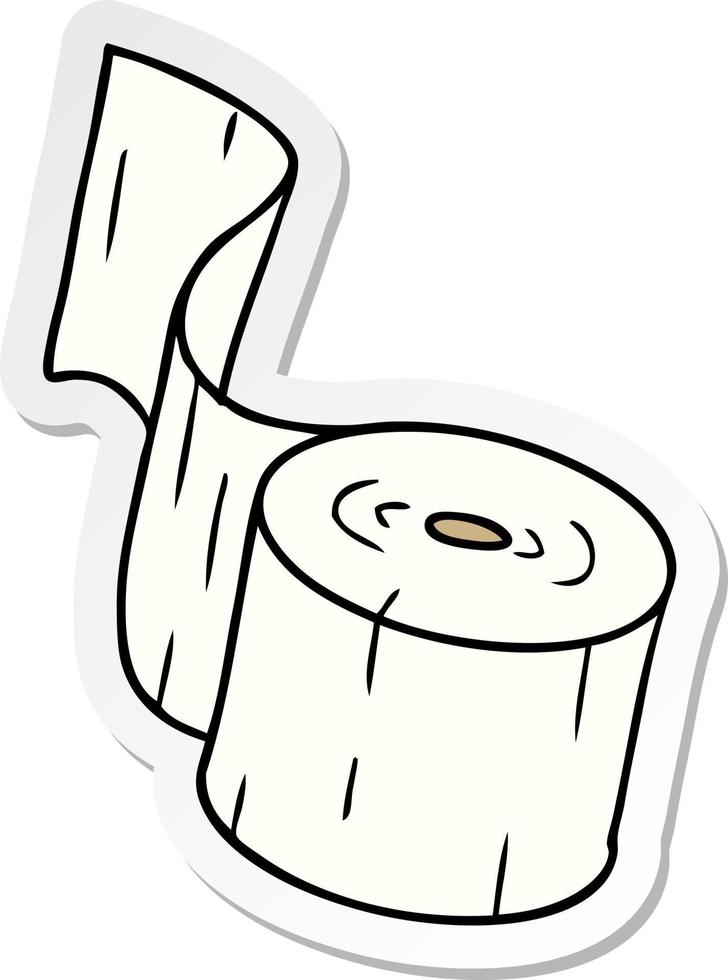 Aufkleber-Cartoon-Doodle einer Toilettenpapierrolle vektor