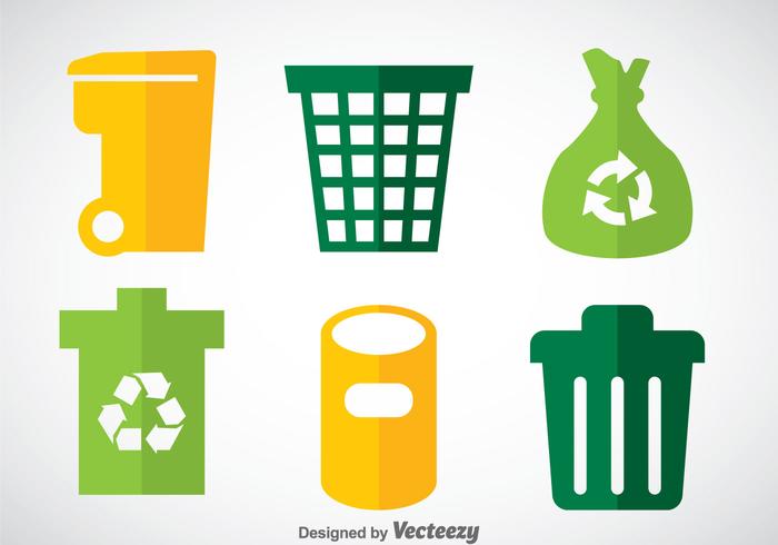 Müllcontainer Flat Icons Vector Sets