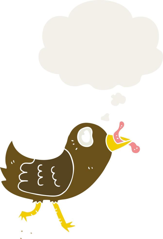 tecknad fågel med mask och tankebubbla i retrostil vektor