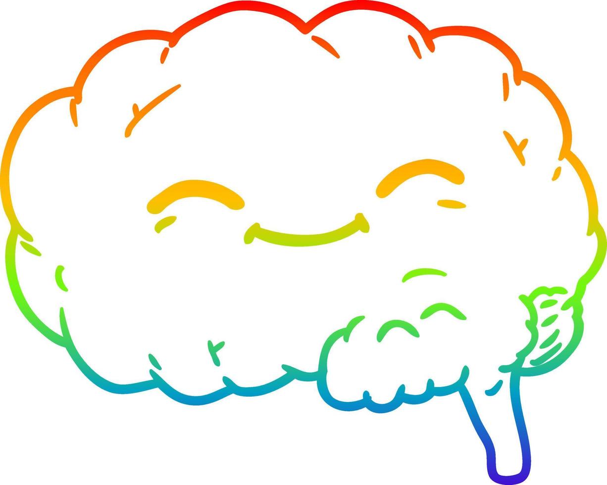 regnbågsgradient linjeteckning tecknad hjärna vektor