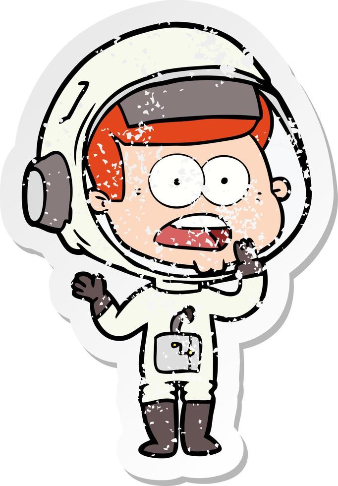 beunruhigter Aufkleber eines Cartoon überraschten Astronauten vektor