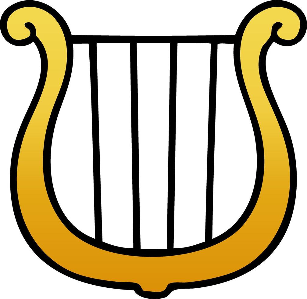 Farbverlauf schattierte Cartoon goldene Harfe vektor