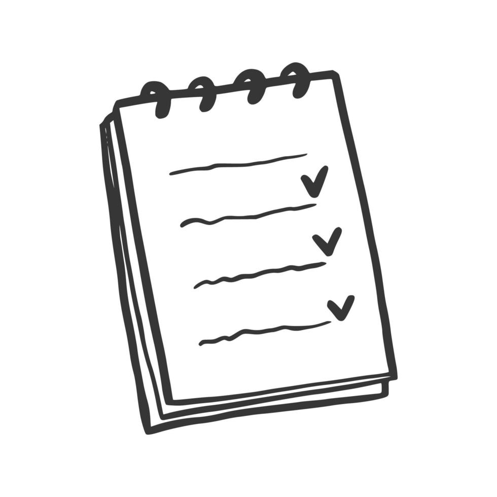 checklista anteckningsbok med spiral. ritad för hand vektor