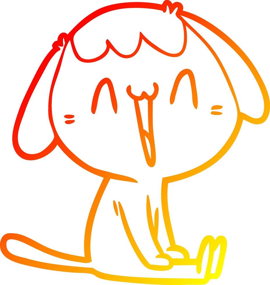 warme Gradientenlinie Zeichnung Cartoon lachender Hund vektor