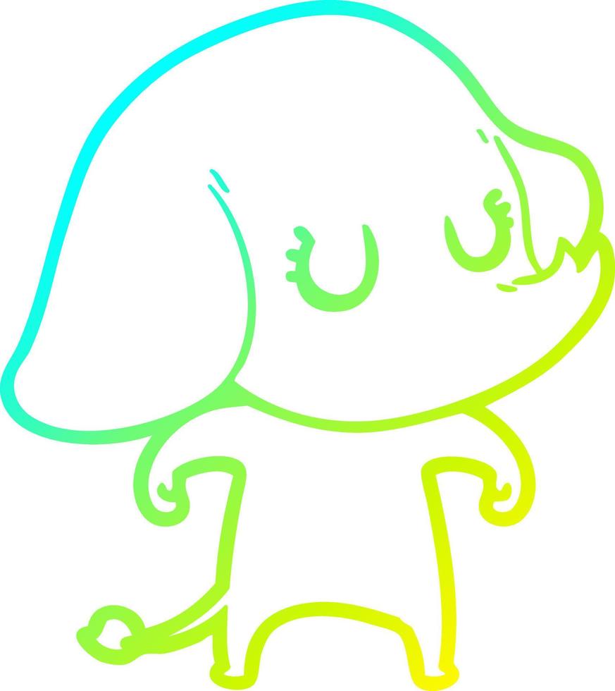 Kalte Gradientenlinie zeichnet niedlichen Cartoon-Elefanten vektor