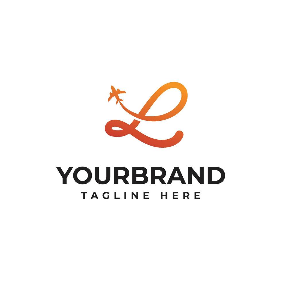 l Brief Reiselogo. Logo-Design für Geschäftsreisen von Fluggesellschaften mit dem Buchstaben l. fliegende Reise-Vektor-Logo-Vorlage vektor