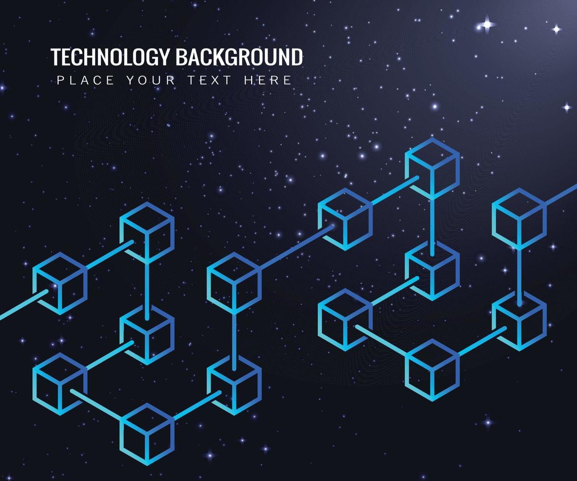 Blockchain-Linienkonzept auf dunklem Hintergrund. abstraktes geometrisches Blockchain-Technologie-Kryptowährungs-Geschäftszeichen. Vektor-Illustration vektor