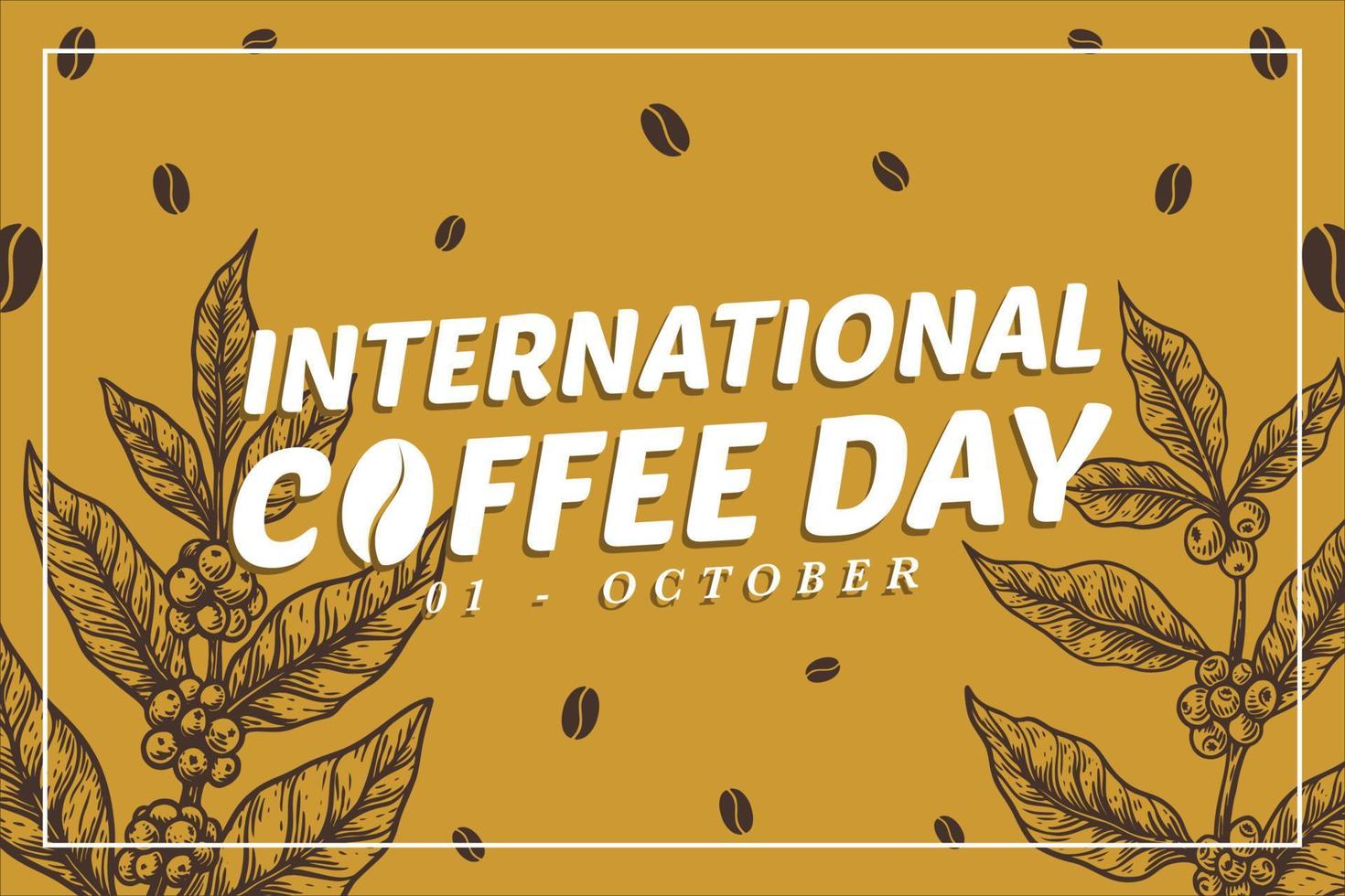 kaffe internationell dag hand ritning stil designmall bakgrund vektor