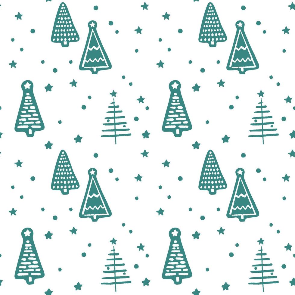 vektor enkla sömlösa mönster av gröna julgranar på en vit bakgrund