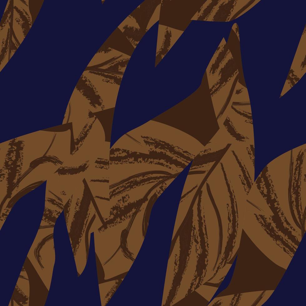 brunt penseldrag tropiskt löv sömlöst mönsterdesign för modetextilier, grafik och hantverk vektor