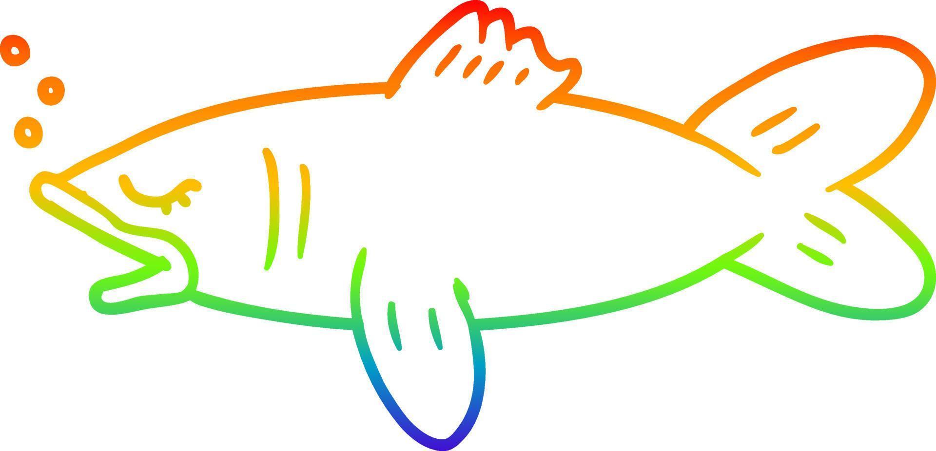 Regenbogen-Gradientenlinie Zeichnung Cartoon-Fisch vektor