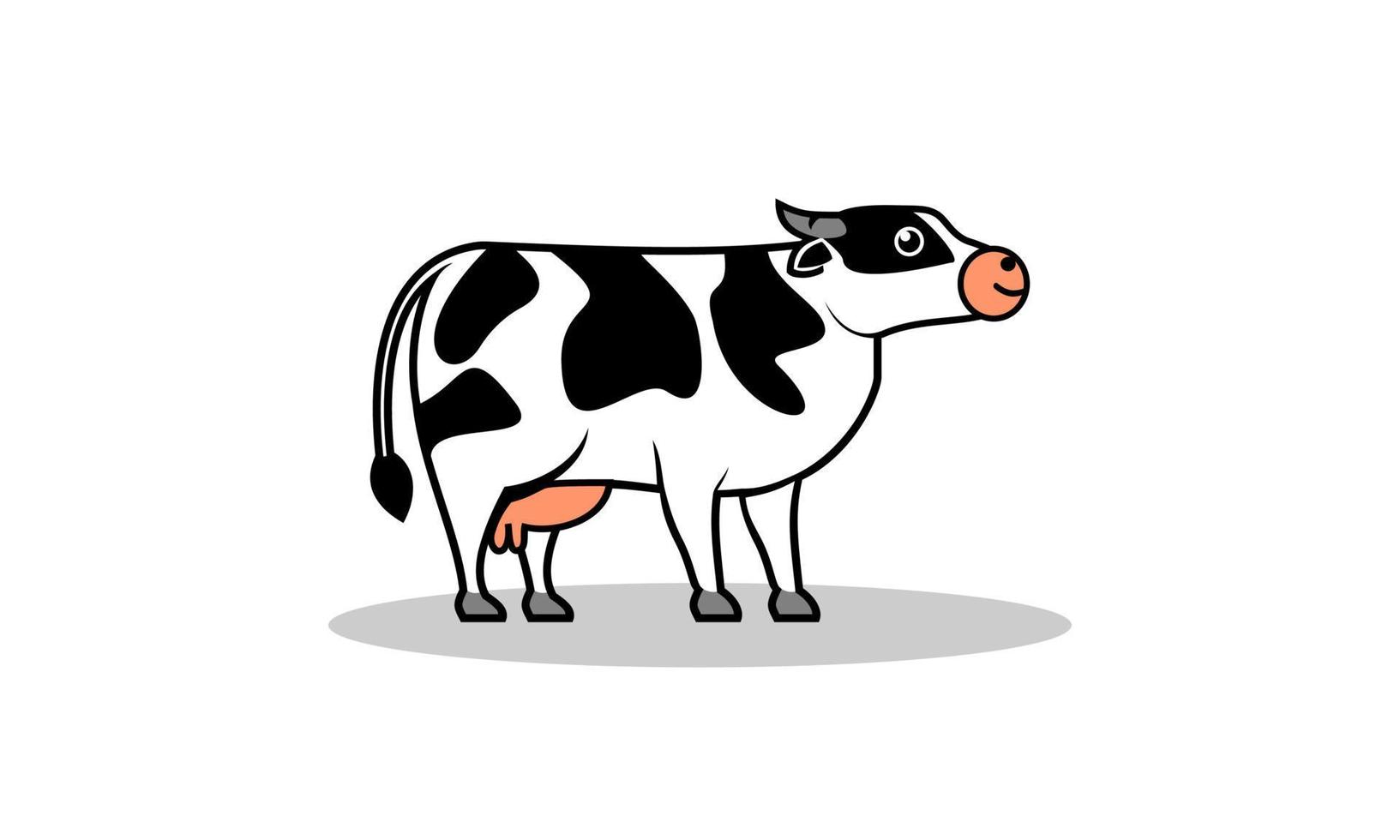 mjölkko tecknad stil vektorillustration. lämplig för utbildningsmaterial för barn, illustration av barnböcker eller för mejeriprodukter. vektor