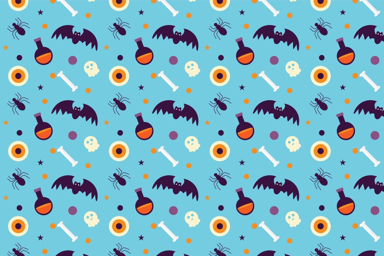 halloween gruselige musterdekoration für hintergründe und buchumschläge. beängstigender nahtloser Mustervektor auf einem hellblauen Hintergrund. halloween endloses musterdesign mit gruseligen fledermäusen und hexerei. vektor