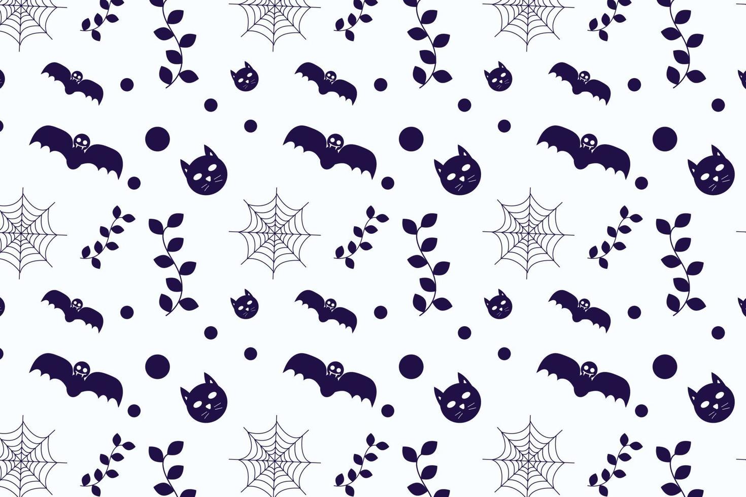 halloween sömlösa mönster dekoration på en vit bakgrund. minimal halloween mönster vektor för lakan, kostymer och tapeter. halloween mönster design med läskiga fladdermöss och katt siluett.