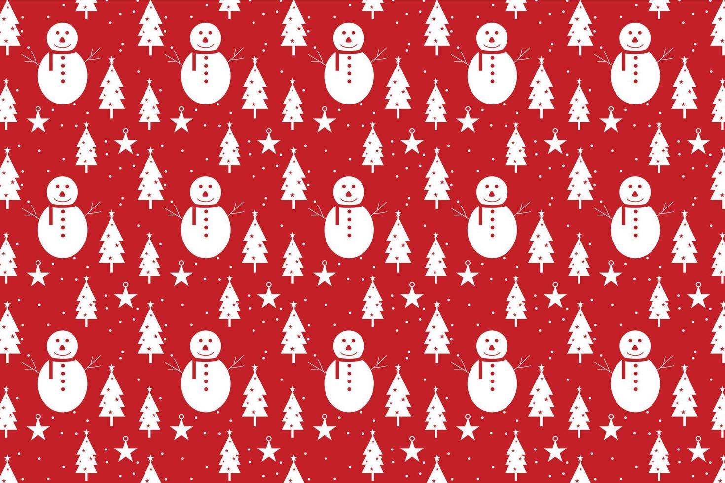 Weihnachtsmustervektor auf einem roten Hintergrund. Weihnachtsmuster-Hintergrunddesign mit Schneemann- und Baumikonen. nahtloses mustertexturdesign für tapeten, hintergründe, buchumschläge und einwickelpapiere vektor