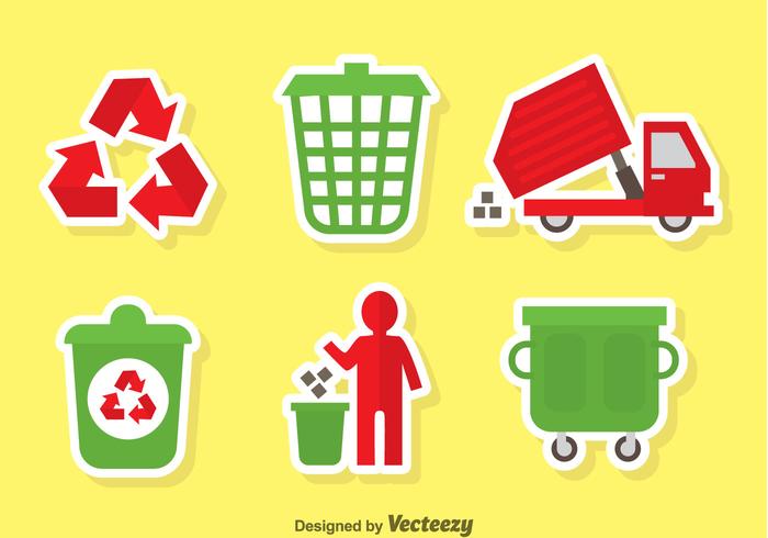 Müll rote und grüne Icons Vektor