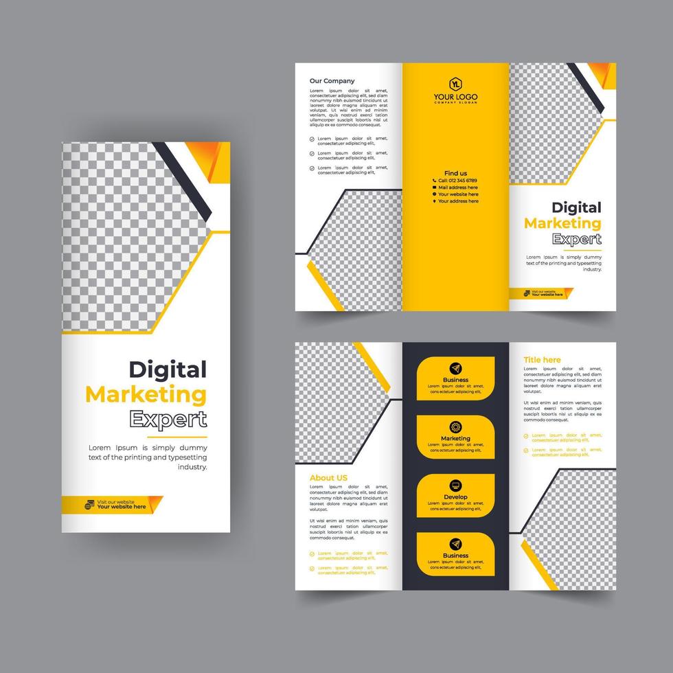 Business Trifold Broschüre Jahresbericht Cover, Digital Marketing Trifold Corporate Broschüre Cover oder Flyer Design. Flyer Präsentation. Katalog mit abstraktem geometrischem Hintergrund. moderne Vorlage. vektor