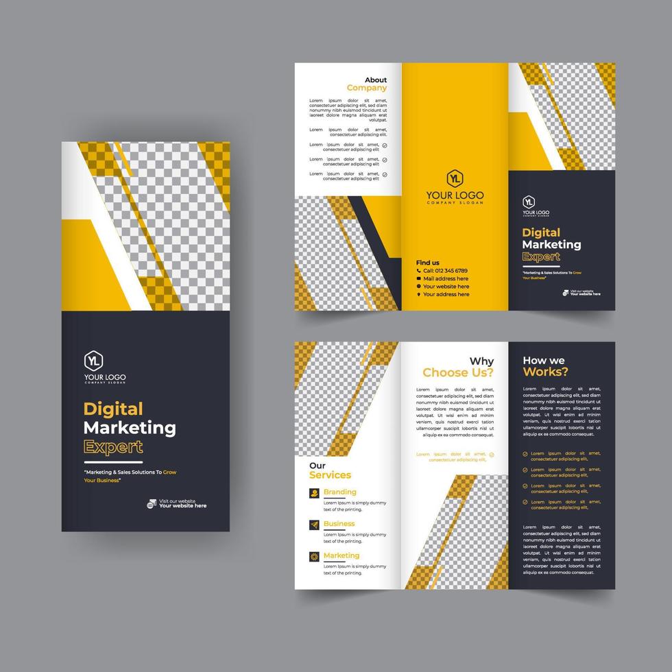 Business Trifold Broschüre Jahresbericht Cover, Digital Marketing Trifold Corporate Broschüre Cover oder Flyer Design. Flyer Präsentation. Katalog mit abstraktem geometrischem Hintergrund. moderne Vorlage. vektor