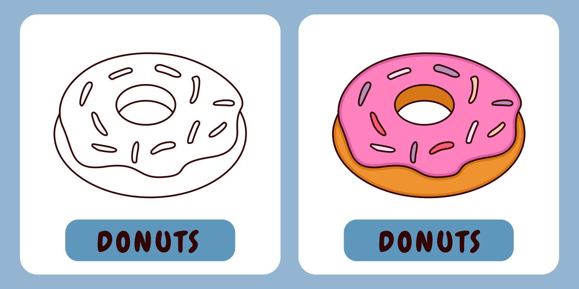 Donuts-Cartoon-Illustration für Malbuch für Kinder vektor