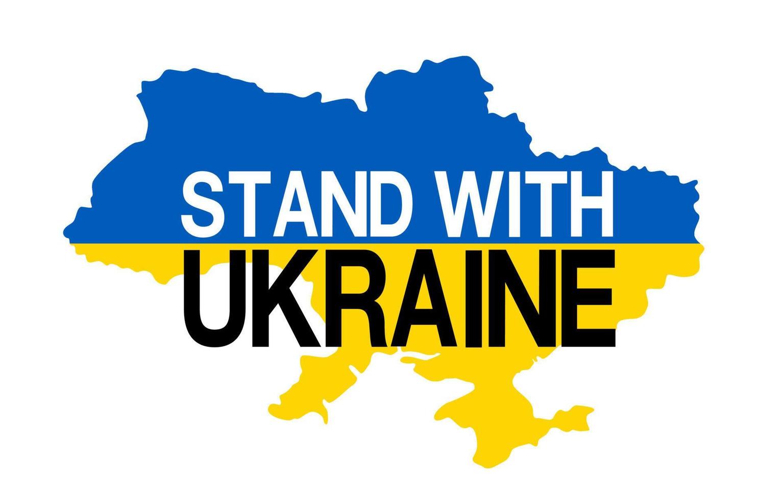stå med ukraina platt karta på vit bakgrund, rädda ukraina från ryssland. vektor design