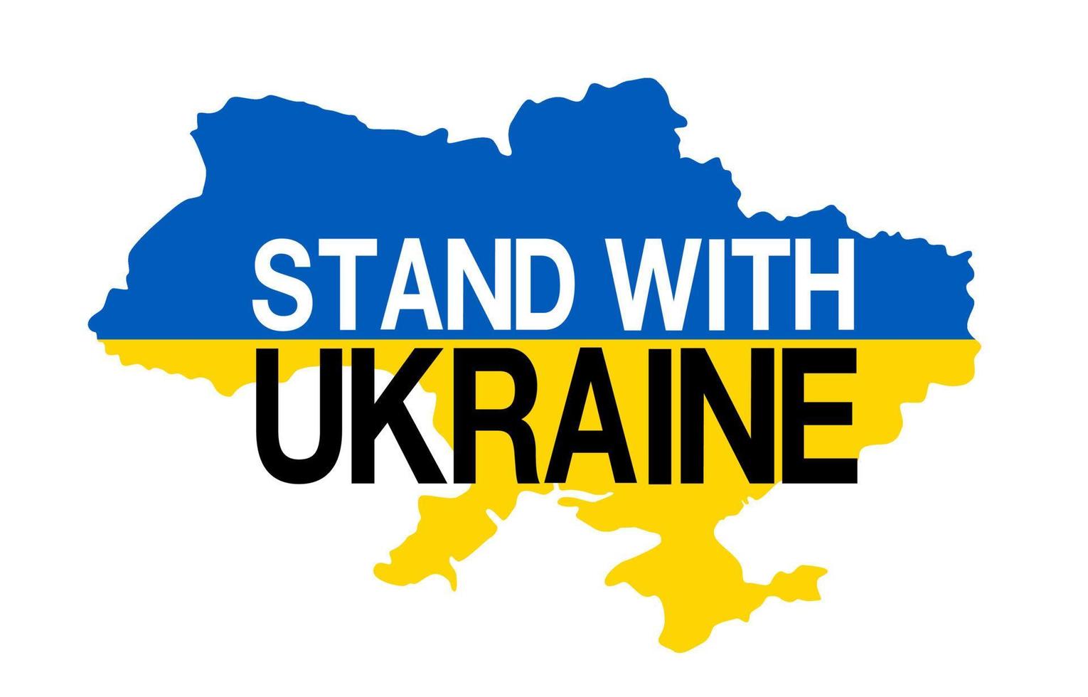 Stand mit flacher Karte der Ukraine auf weißem Hintergrund, rette die Ukraine aus Russland. Vektordesign vektor