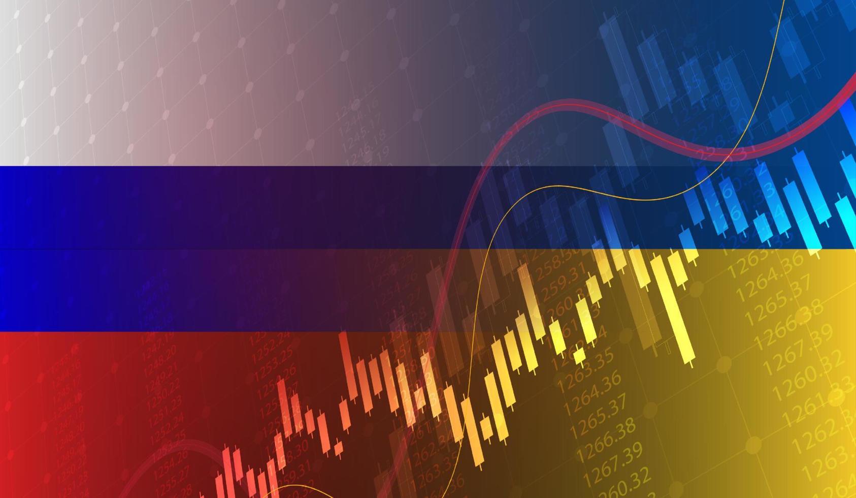 Krieg Russland und die USA in der Ukraine. ukraine krise ukraine und russland militärischer konflikt börse verlust handel grafikanalyse investition geschäftsgrafik diagramme finanz. Vektordesign vektor