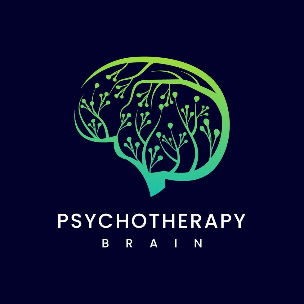 Psychologie menschliche Gehirnorgane mit modernen Blumen. Vektordarstellung eines Logos auf einem isolierten Hit-Hintergrund. menschliches gehirnorgan, gesunder geist, blume, psychotherapie-logokonzept vektor