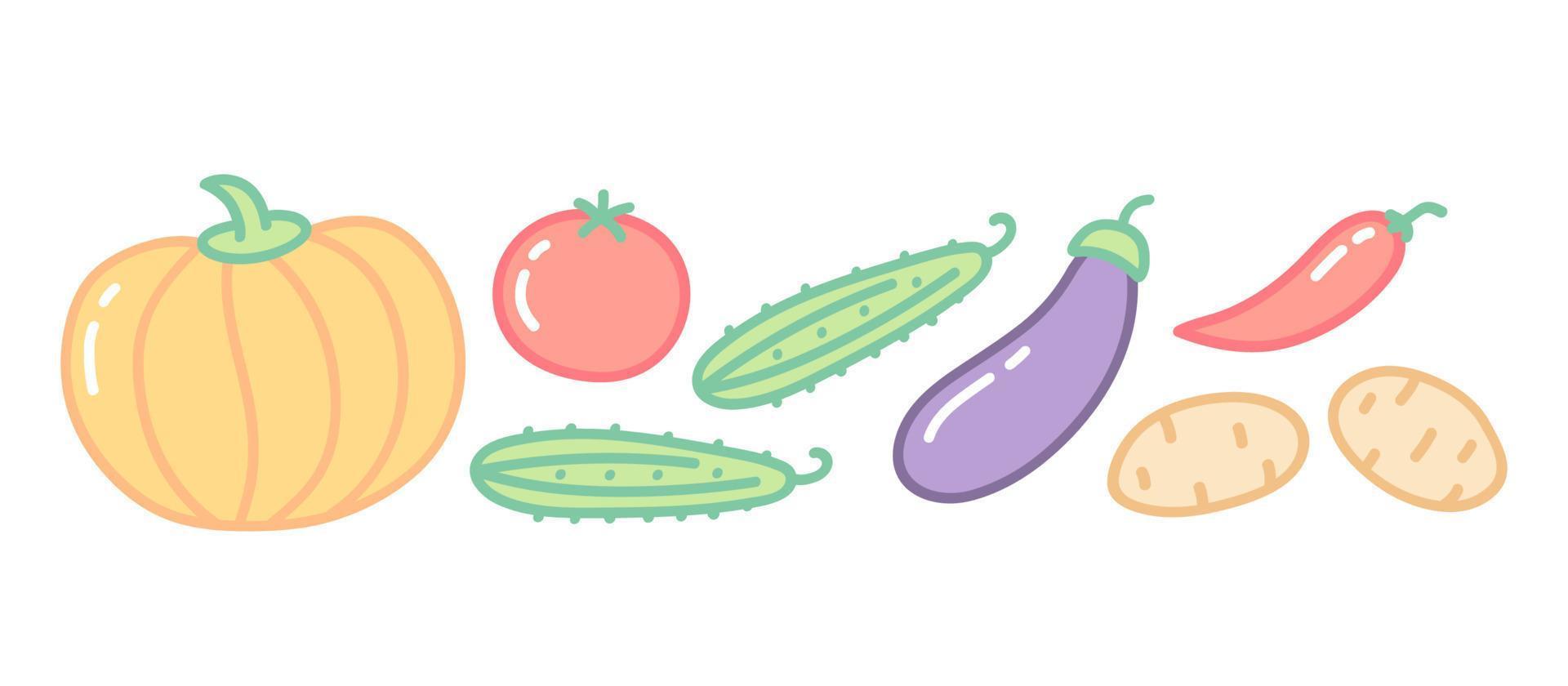 vektor set illustration av grönsaker i platt stil