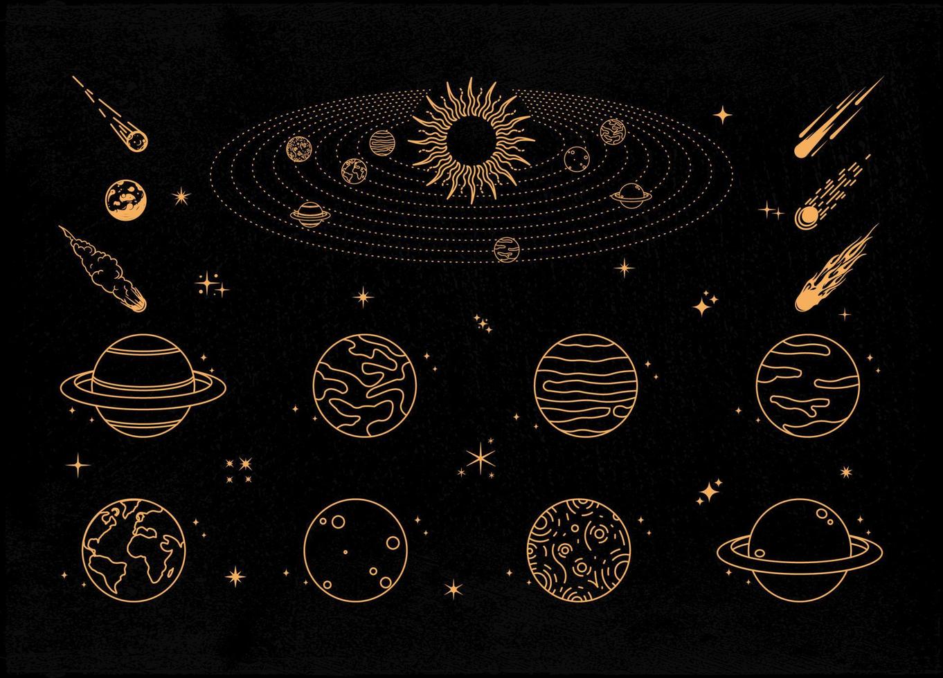 planeter och meteorer mystiska eller himmelska illustration vektor